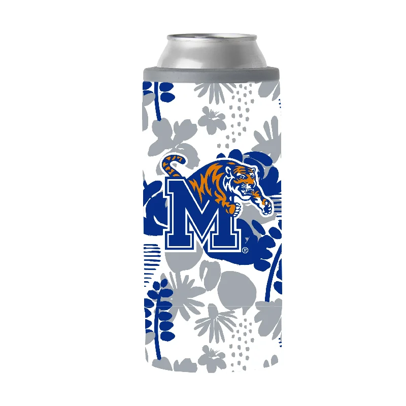 Team Mug With Custom Design & Logo-Memphis 12oz Floral Slim Can Coolie