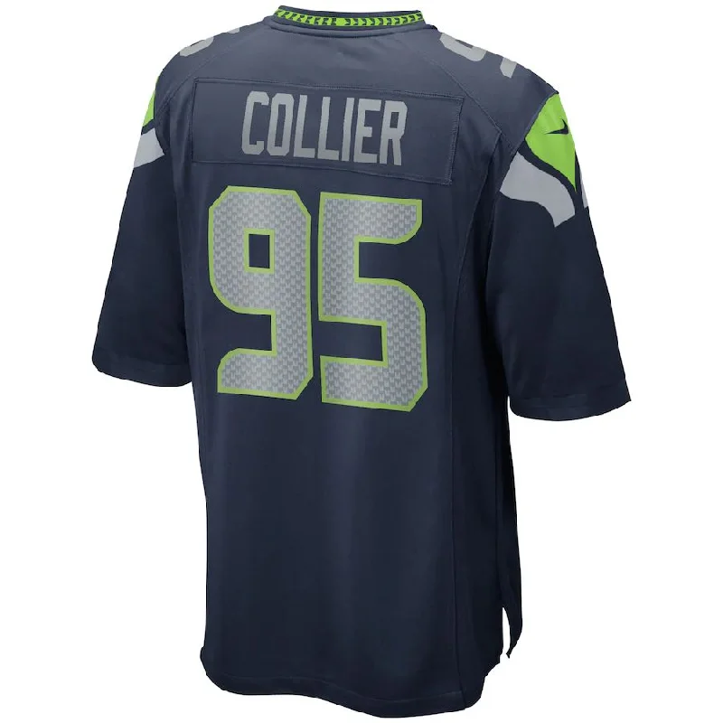 Rugby Jersey With Custom Text-S.Seahawks #95 L.J. Collier College Navy Game Player Jersey Stitched American Football Jerseys