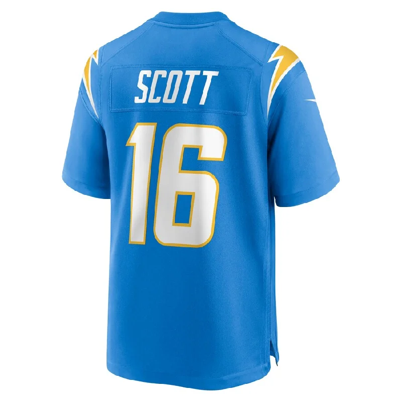 Personalized Rugby Jersey For Off-Field Wear-LA.Chargers #16 JK Scott Powder Blue Game Jersey Stitched American Football Jerseys