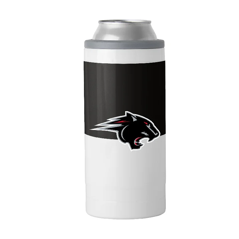 Personalized Team Mug For High School Rivalries-Clark Atlanta Colorblock 12oz Slim Can Coolie