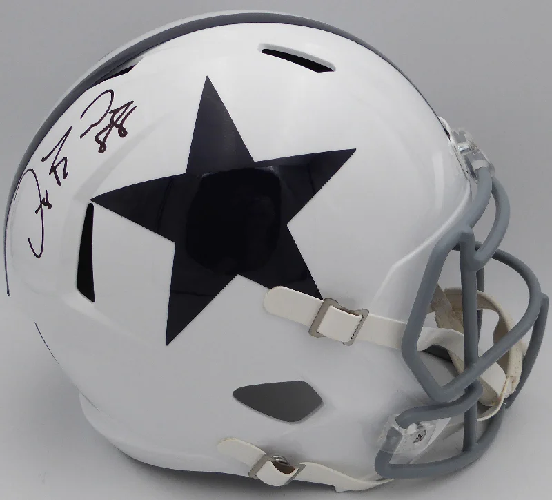 Custom Rugby Helmet For School Sports Competitions-Dez Bryant Autographed White Full Size Replica Helmet Dallas Cowboys Beckett BAS QR #1W742532