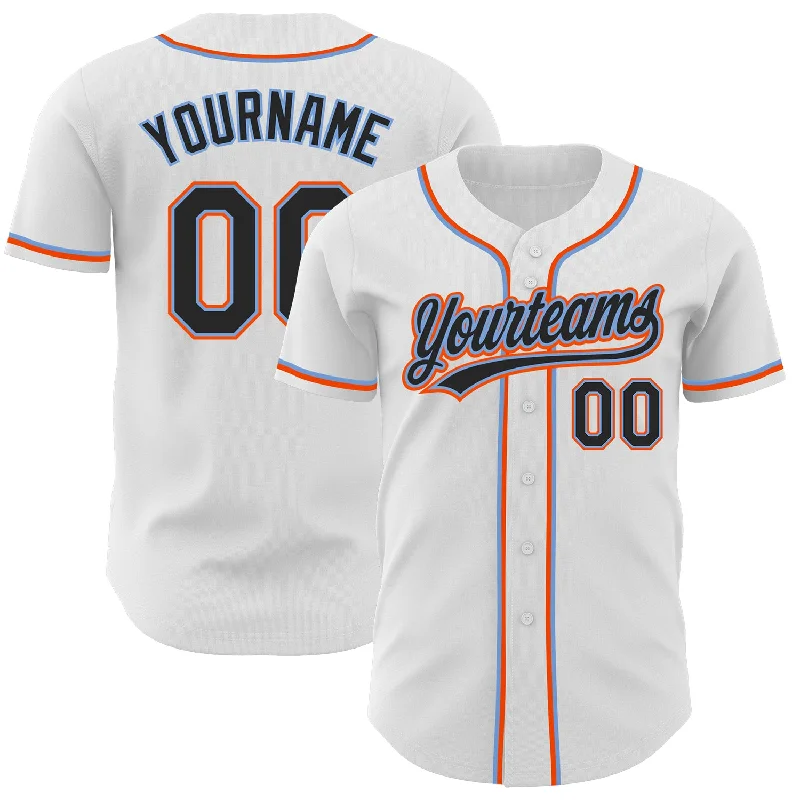 Personalized Baseball Jersey For Official Team Kits-Custom White Black Powder Blue-Orange Authentic Baseball Jersey