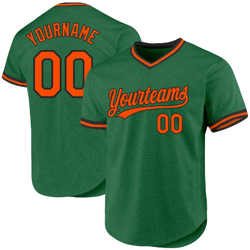 Custom Baseball Jersey For Youth Teams-Custom Kelly Green Orange-Black Authentic Throwback Baseball Jersey