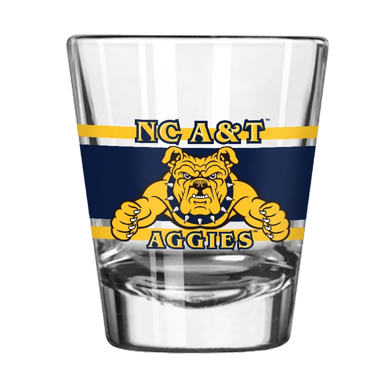 Personalized Team Mug For School Rivalries-North Carolina A&T 2oz Stripe Shot Glass