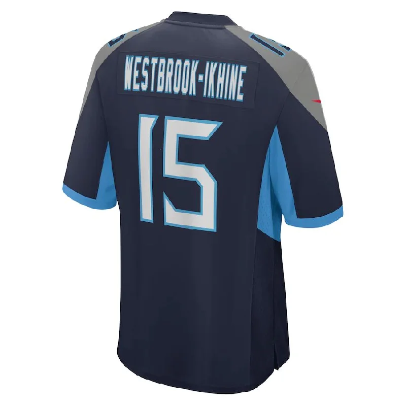 Rugby Jersey For Sponsorship Recognition-T.Titans #15 Nick Westbrook-Ikhine Navy Game Player Jersey Stitched American Football Jerseys