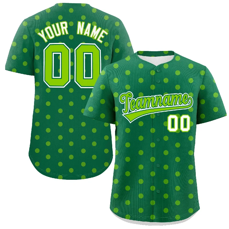 Custom Baseball Jersey For Player Custom Gifts-Custom Kelly Green Neon Green Personalized Polka Dot Graffiti Pattern Authentic Baseball Jersey