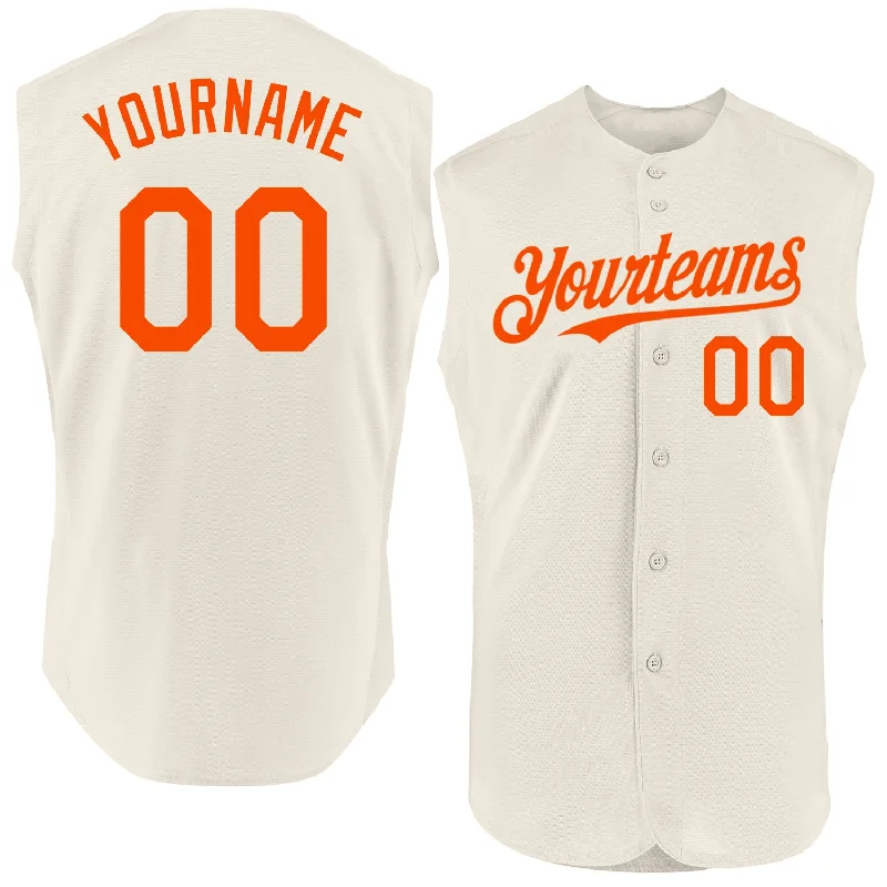 Custom Baseball Jersey For Player Custom Gifts-Custom Cream Orange Authentic Sleeveless Baseball Jersey