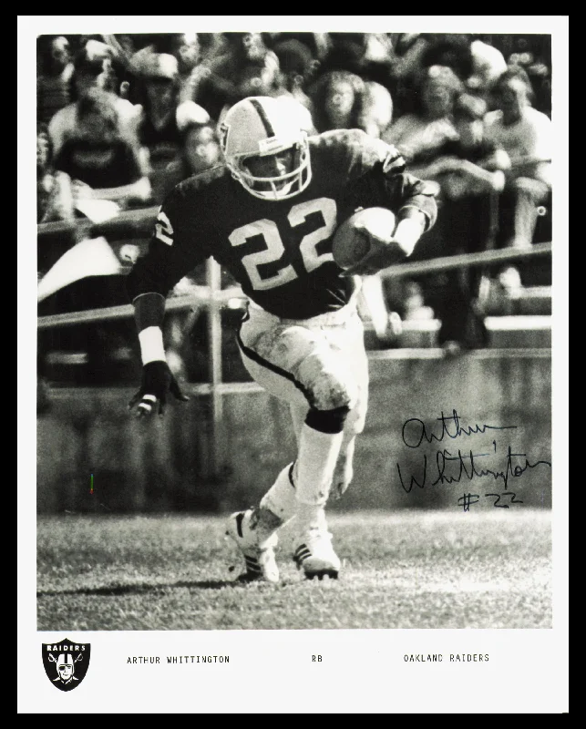 Personalized Rugby Helmet For Youth Sports Leagues-Arthur Whittington Autographed 8x10 Photo Oakland Raiders