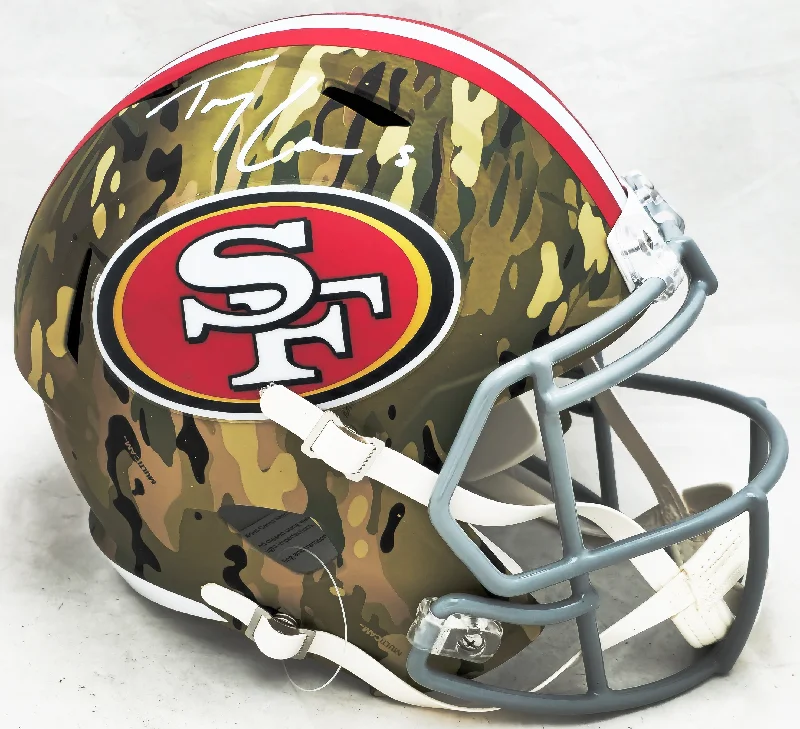 Rugby Helmet For Regional Competitions & Tournaments-Trey Lance Autographed San Francisco 49ers Camo Full Size Replica Speed Helmet Beckett BAS Witness #WL69320