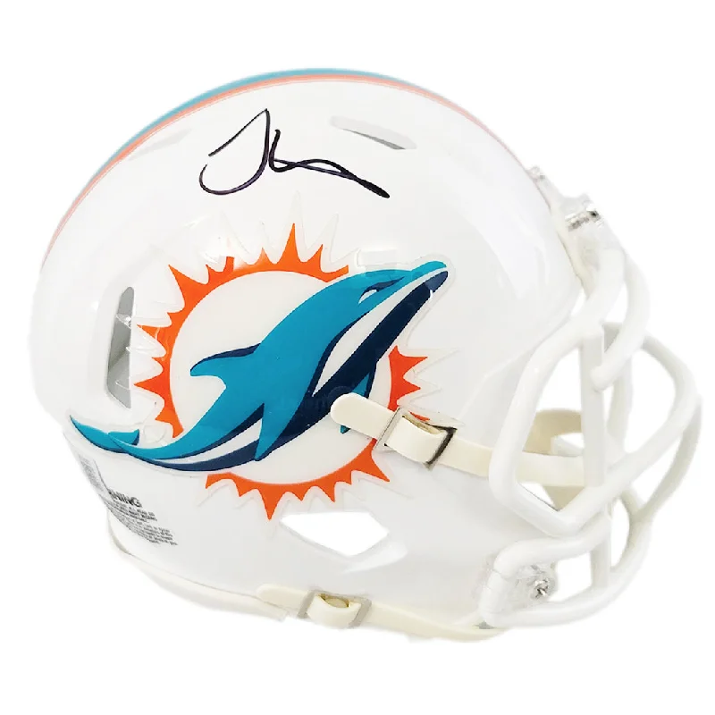 Rugby Helmet With Logo & Custom Branding-Tyreek Hill Signed Miami Dolphins Speed Mini Replica Football Helmet (Beckett)