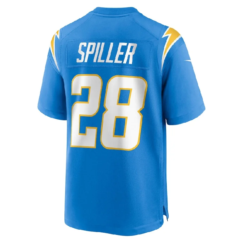 Personalized Rugby Jersey For Special Gifts-LA.Chargers #28 Isaiah Spiller Powder Blue Game Jersey Stitched American Football Jerseys