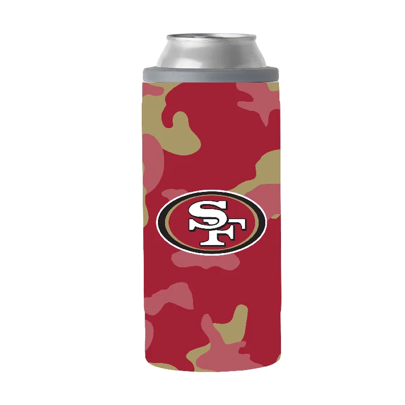 Personalized Team Mug For Award Ceremonies-San Francisco 49ers Camo Swagger 12oz Slim Can Coolie