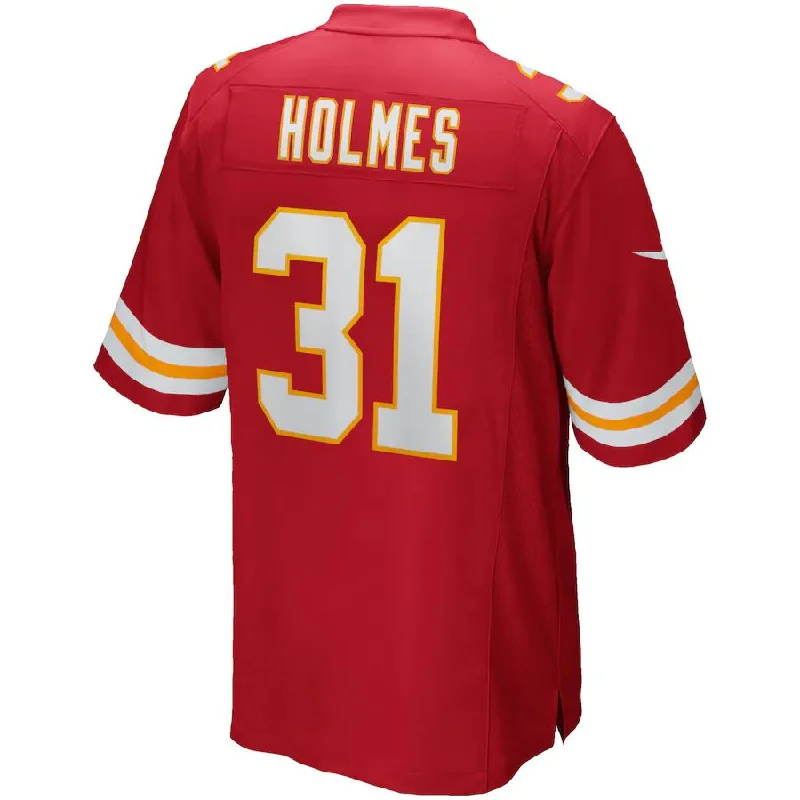 Custom Rugby Jersey For Supporter Gifts-KC.Chiefs #31 Priest Holmes Red Game Retired Player Jersey Stitched American Football Jerseys