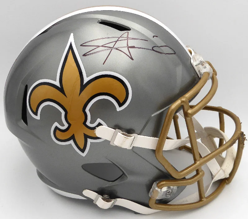 Alvin Kamara Autographed Gold Flash Full Size Replica Helmet New Orleans Saints Beckett BAS QR #1W403080