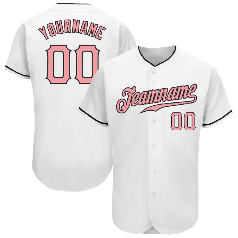 Personalized Baseball Jersey For Recognition-Custom White Medium Pink-Black Authentic Baseball Jersey