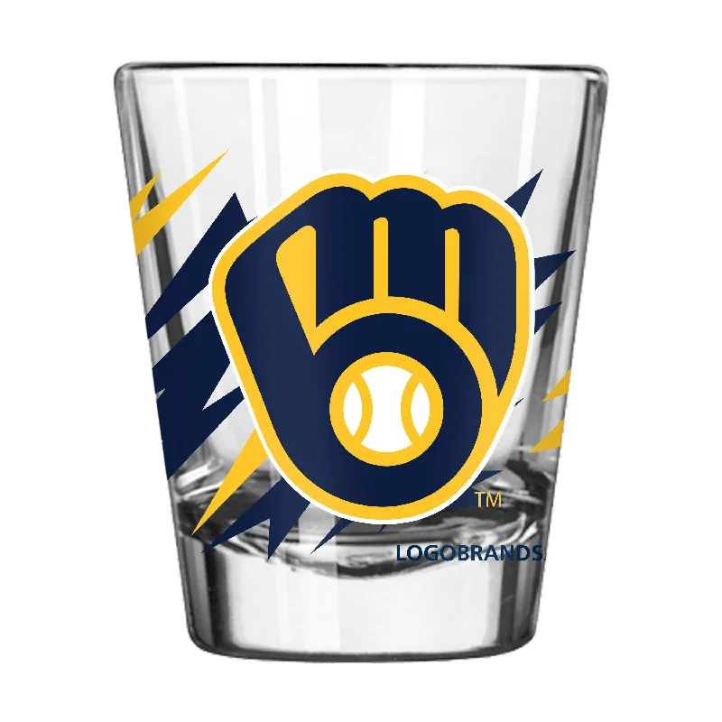 Personalized Team Mug For Recognition Gifts-Milwaukee Brewers 2oz Zig Zag Shot Glass