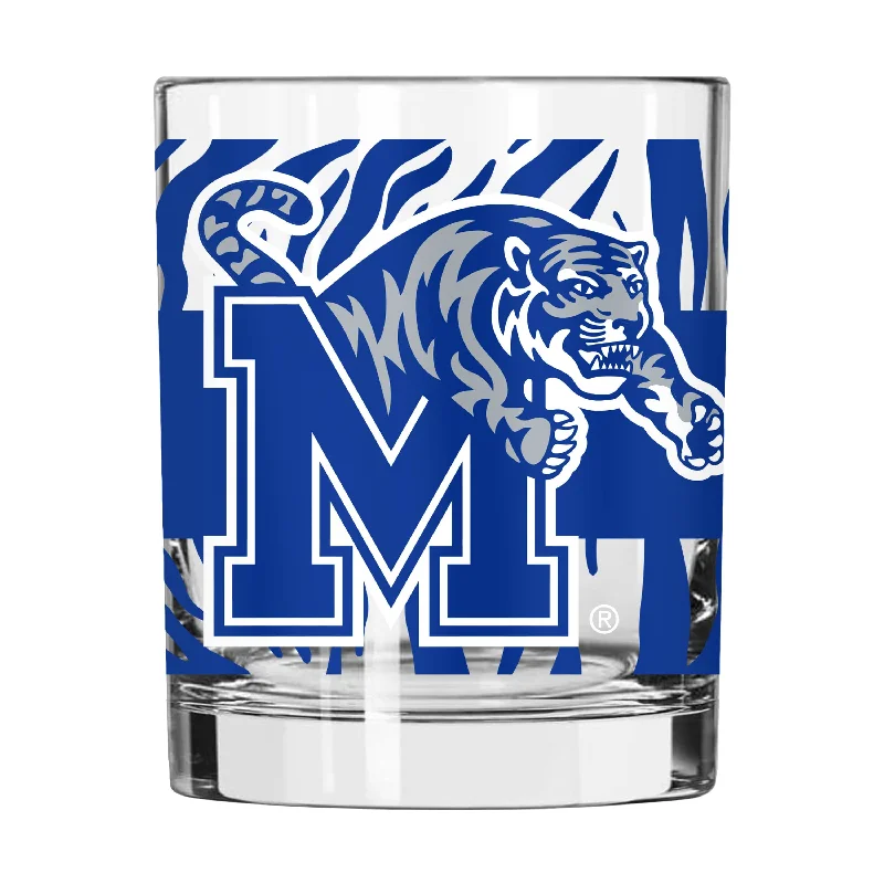 Custom Team Mug For Fan Clubs-Memphis 14oz Tiger Stripe Rocks Glass