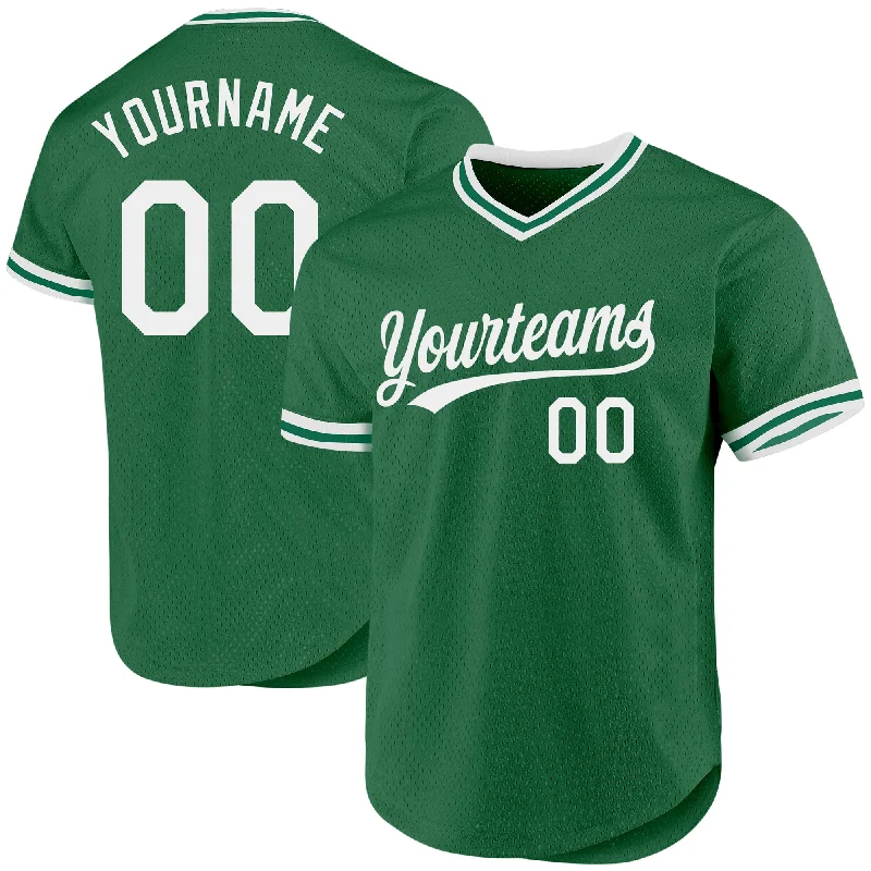 Baseball Jersey For Championship Events-Custom Kelly Green White Authentic Throwback Baseball Jersey