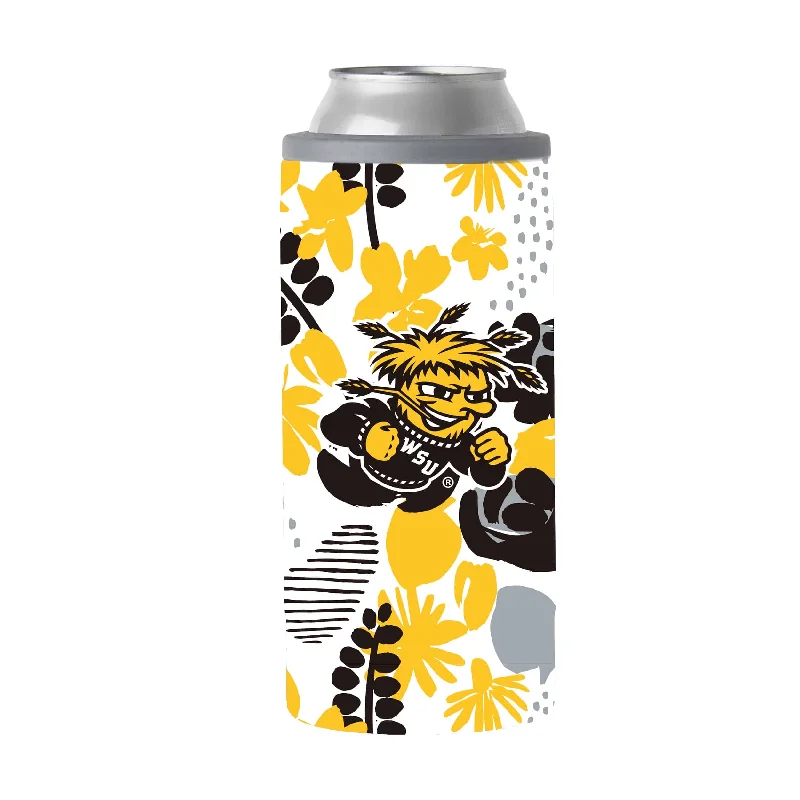 Custom Team Mug-Wichita State 12oz Floral Slim Can Coolie