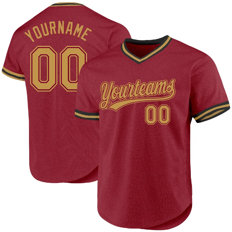 Custom Baseball Jersey For Player Family Support-Custom Maroon Old Gold-Black Authentic Throwback Baseball Jersey