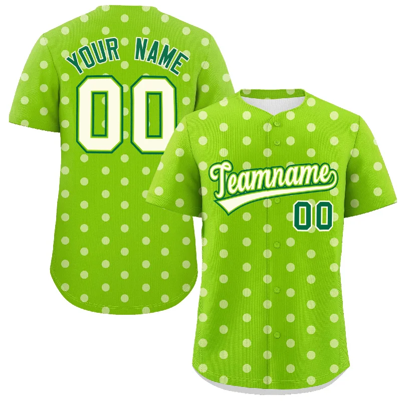 Baseball Jersey For Family Teams-Custom Neon Green White Personalized Polka Dot Graffiti Pattern Authentic Baseball Jersey