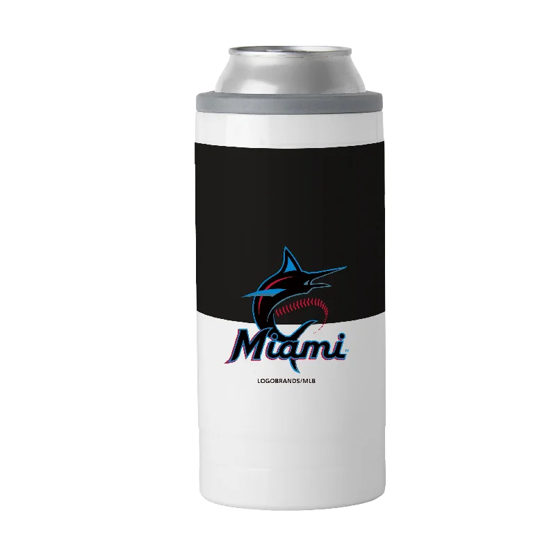 Personalized Team Mug For Event Marketing-Miami Marlins Slim Colorblock Can Coolie