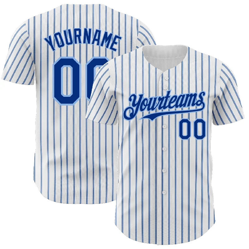 Custom Baseball Jersey For Player Achievement Awards-Custom White (Royal Light Blue Pinstripe) Royal-Light Blue Authentic Baseball Jersey