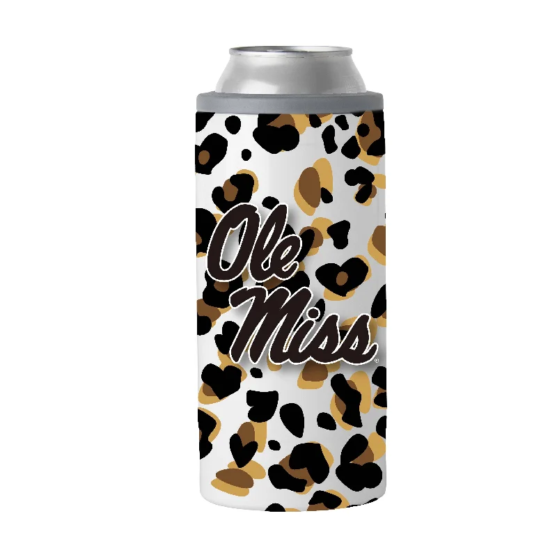 Personalized Team Mug For Player Recognition-Ole Miss 12oz Team Leopard Print Slim Can Coolie