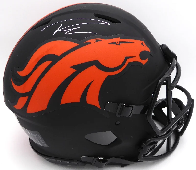 Personalized Rugby Helmet For Safety Gear Customization-Russell Wilson Autographed Black Eclipse Full Size Authentic Helmet Denver Broncos Fanatics Holo #DQ16478306