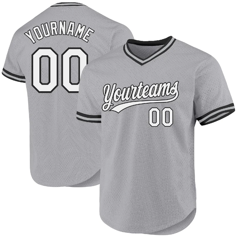 Personalized Baseball Jersey For Player Celebrations-Custom Gray White-Black Authentic Throwback Baseball Jersey