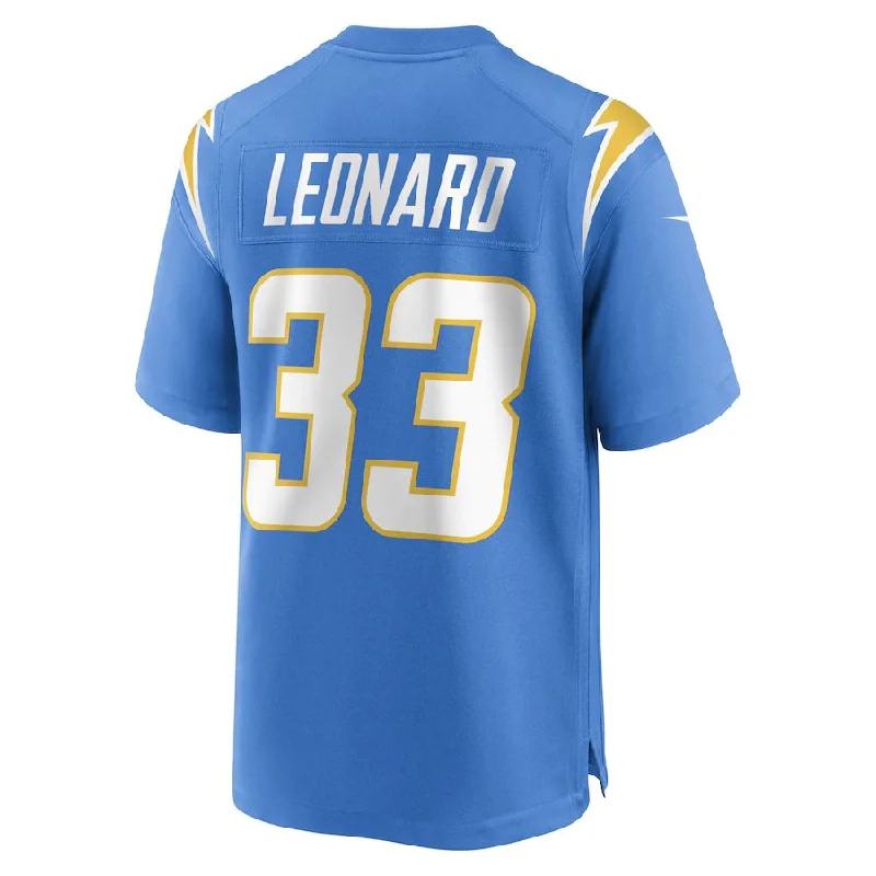 Rugby Jersey For Corporate Team Activities-LA.Chargers #33 Deane Leonard Powder Blue Game Player Jersey Stitched American Football Jerseys