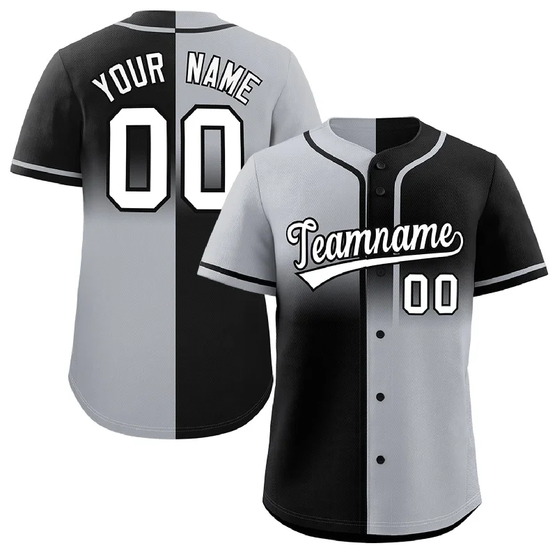 Custom Baseball Jersey For Player Recognition-Custom Black Gray Personalized Symmetrical Gradient Design Authentic Baseball Jersey