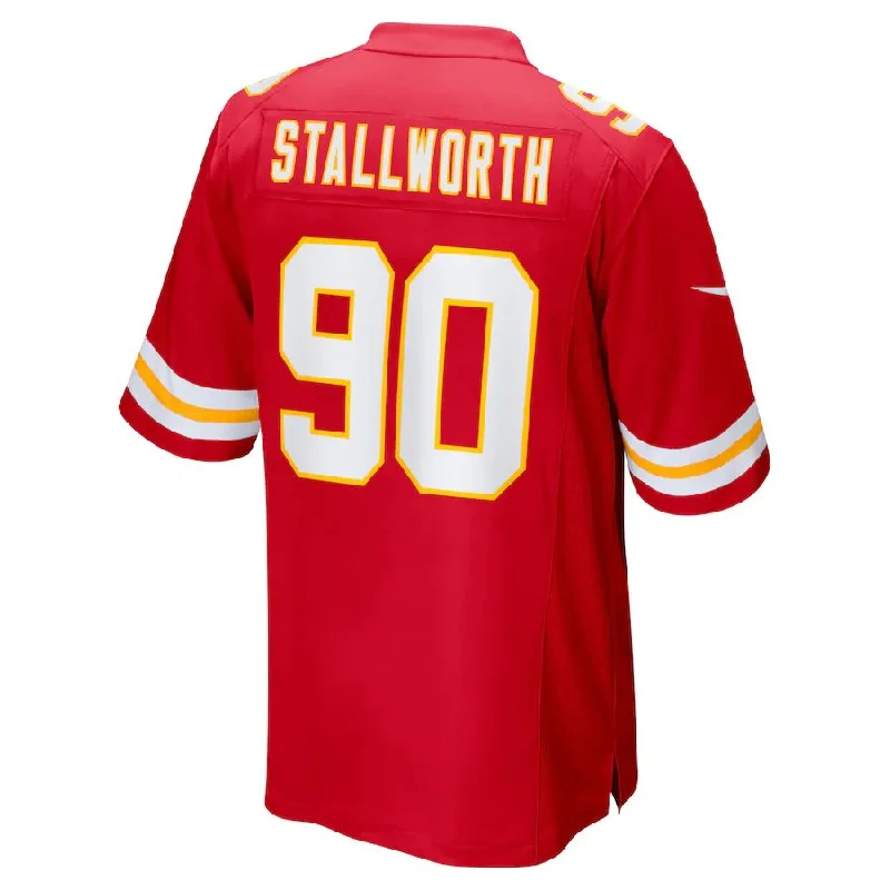 Rugby Jersey With Custom Sleeve Printing-KC.Chiefs #90 Taylor Stallworth Red Game Player Jersey Stitched American Football Jerseys