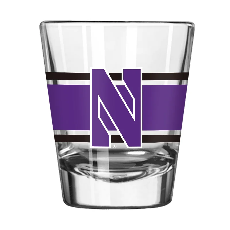 Custom Team Mug With Player Names-Northwestern 2oz Stripe Shot Glass