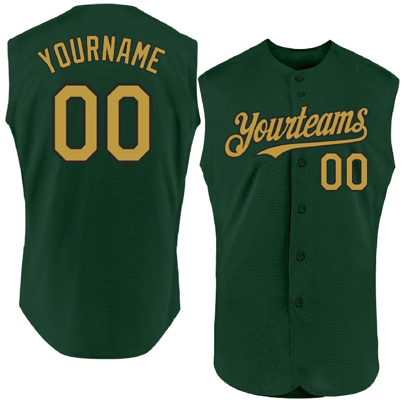 Personalized Baseball Jersey For Fan Clubs-Custom Green Old Gold-Black Authentic Sleeveless Baseball Jersey