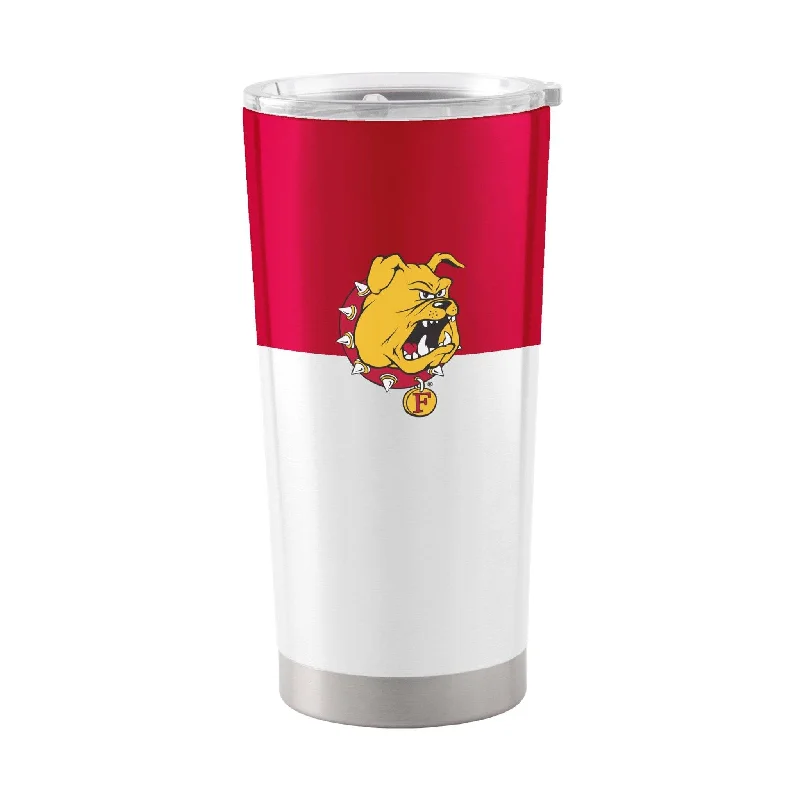 Team Mug With Personalized Artwork-Ferris State 20oz Colorblock Stainless Tumbler