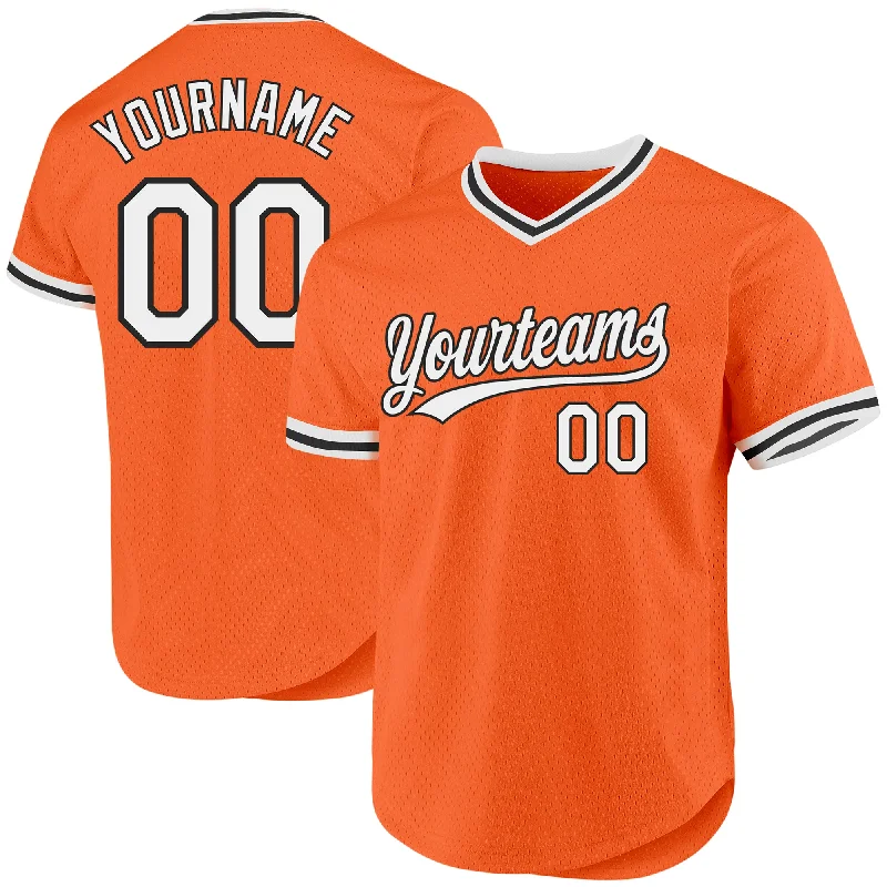 Personalized Baseball Jersey For Team Achievements-Custom Orange White-Black Authentic Throwback Baseball Jersey