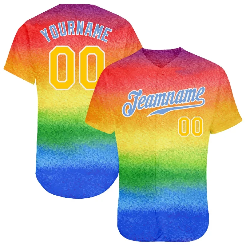 Custom Baseball Jersey For Fanatics & Enthusiasts-Custom Rainbow For Pride Month Love Is Love LGBT Authentic Baseball Jersey