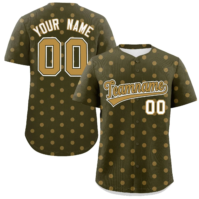 Baseball Jersey With Unique Design-Custom Olive Old Gold Personalized Polka Dot Graffiti Pattern Authentic Baseball Jersey