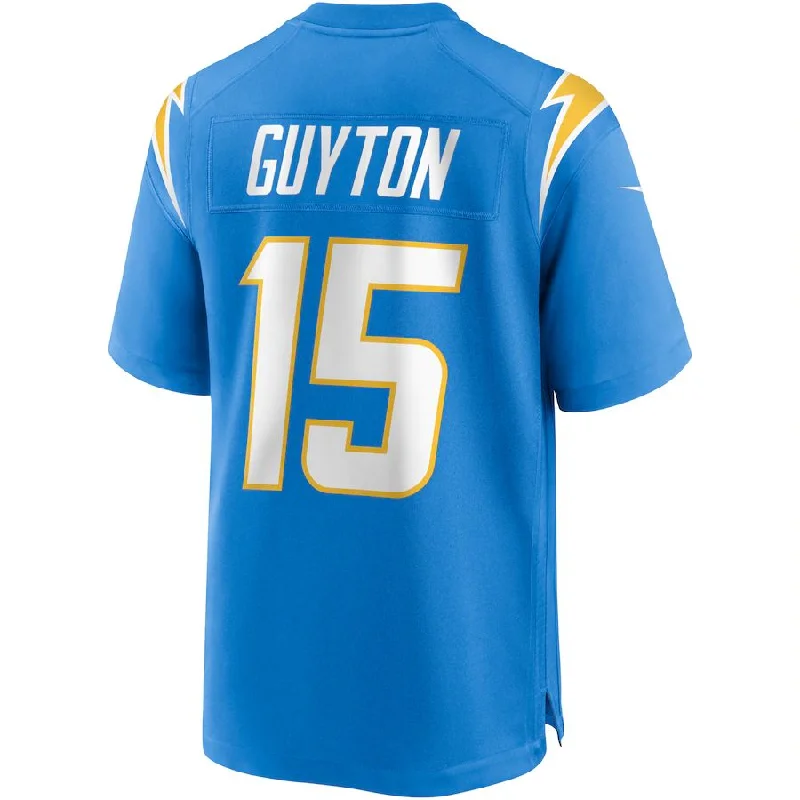 Rugby Jersey For Corporate Sports Events-LA.Chargers #15 Jalen Guyton Powder Blue Game Player Jersey Stitched American Football Jerseys