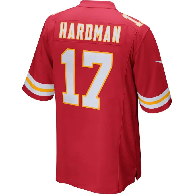 Custom Rugby Jersey With Graphics & Emblems-KC.Chiefs #17 Mecole Hardman Red Game Jersey Stitched American Football Jerseys