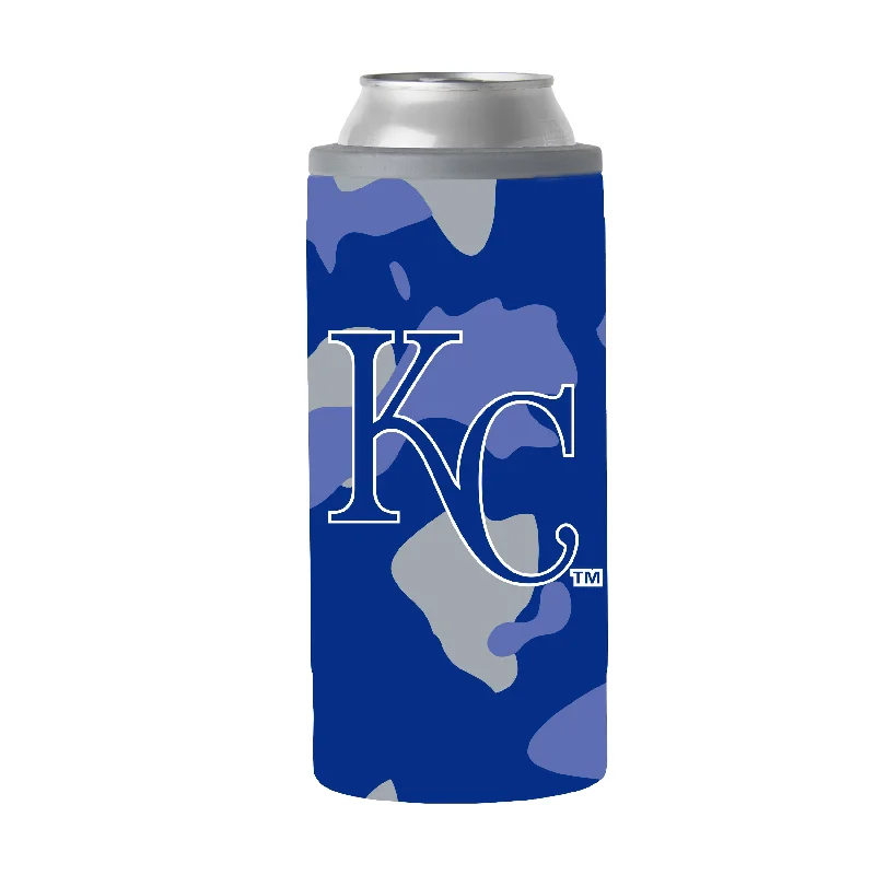 Custom Team Mug For Youth Sports Teams-Kansas City Royals 12oz Camo Slim Can Coolie