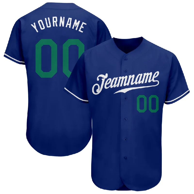 Custom Baseball Jersey For Team Building-Custom Royal Kelly Green-White Authentic Baseball Jersey