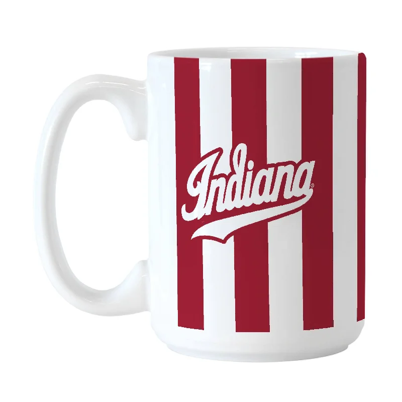 Personalized Team Mug For Custom Team Merchandise-Indiana Candy Stripe 15oz Sublimated Mug