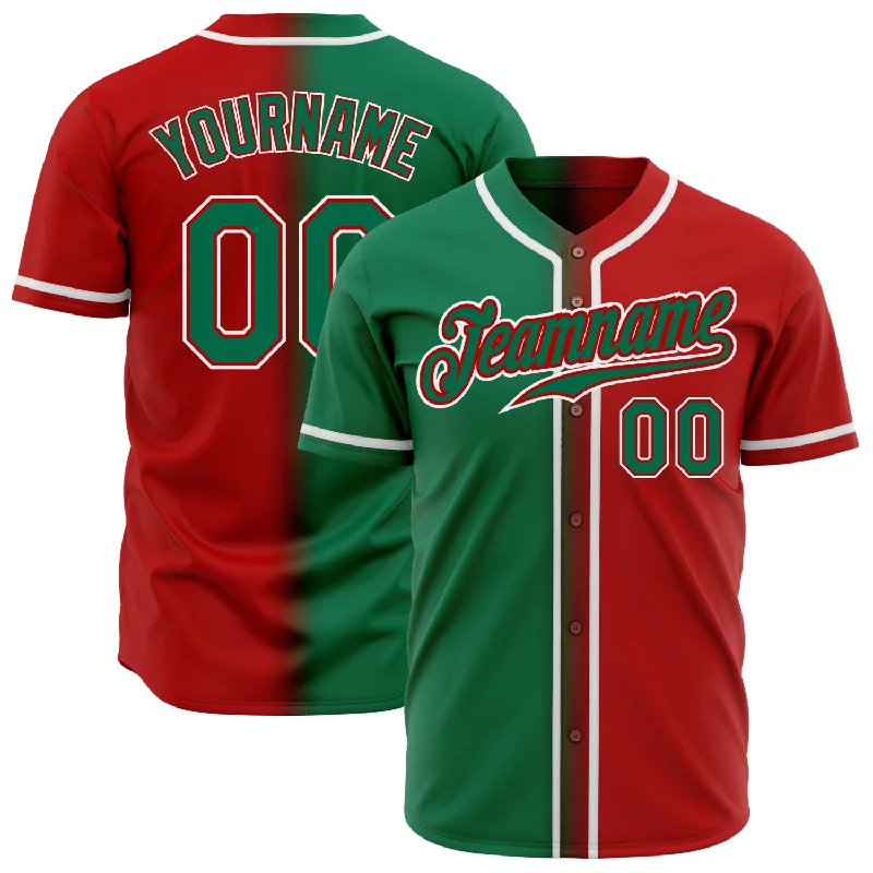 Personalized Baseball Jersey For Player Celebrations-Custom Red Kelly Green-White Authentic Gradient Fashion Baseball Jersey