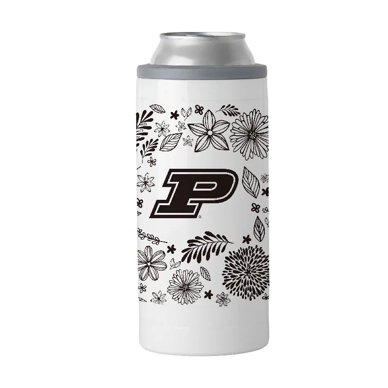 Custom Team Mug For Sponsors-Purdue 12oz Botanical Slim Can Coolie