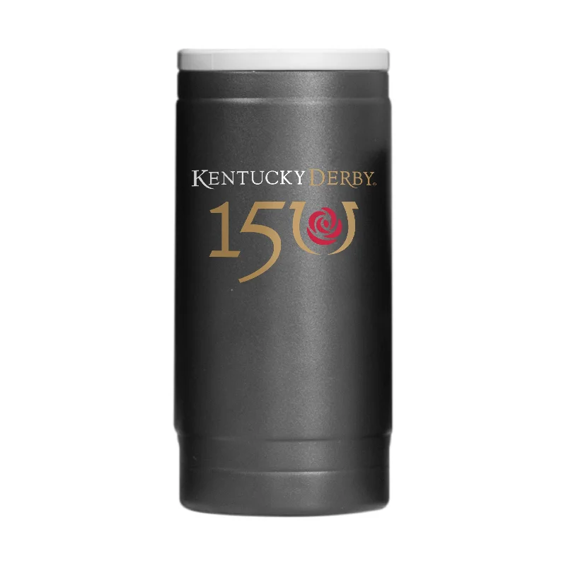 Personalized Team Mug For Charity Events-Kentucky Derby 150th Black Powder Coat Slim Can Coolie