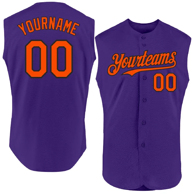 Baseball Jersey For Youth Team Participation-Custom Purple Orange-Black Authentic Sleeveless Baseball Jersey