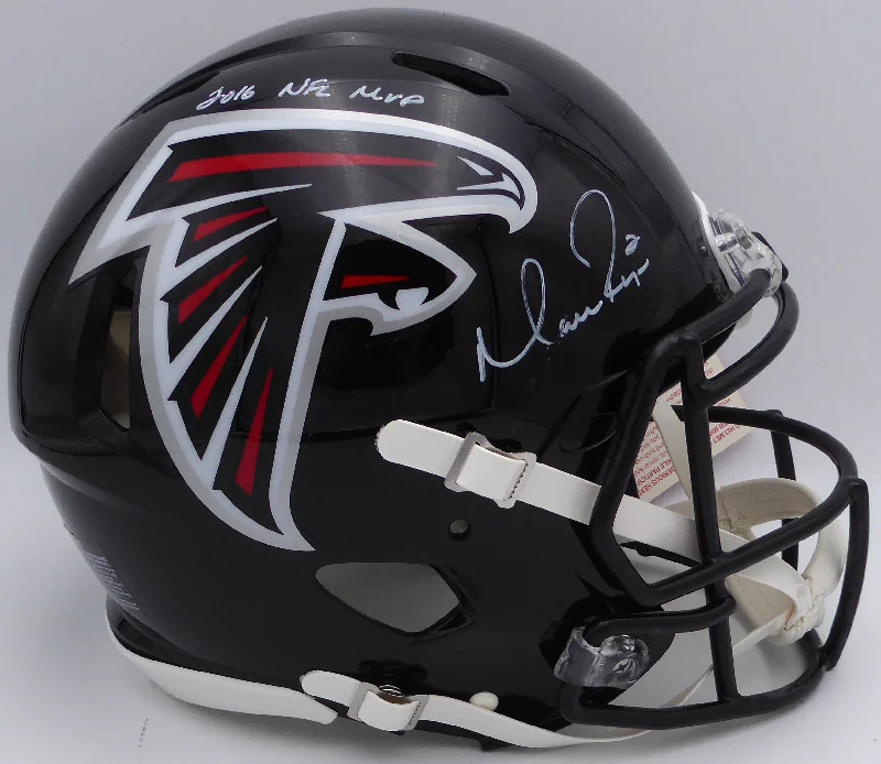 Custom Rugby Helmet For Rugby Championship-Matt Ryan Autographed Black Full Size Authentic Helmet Atlanta Falcons "2016 NFL MVP" (Smudged) Beckett BAS QR #WL25976