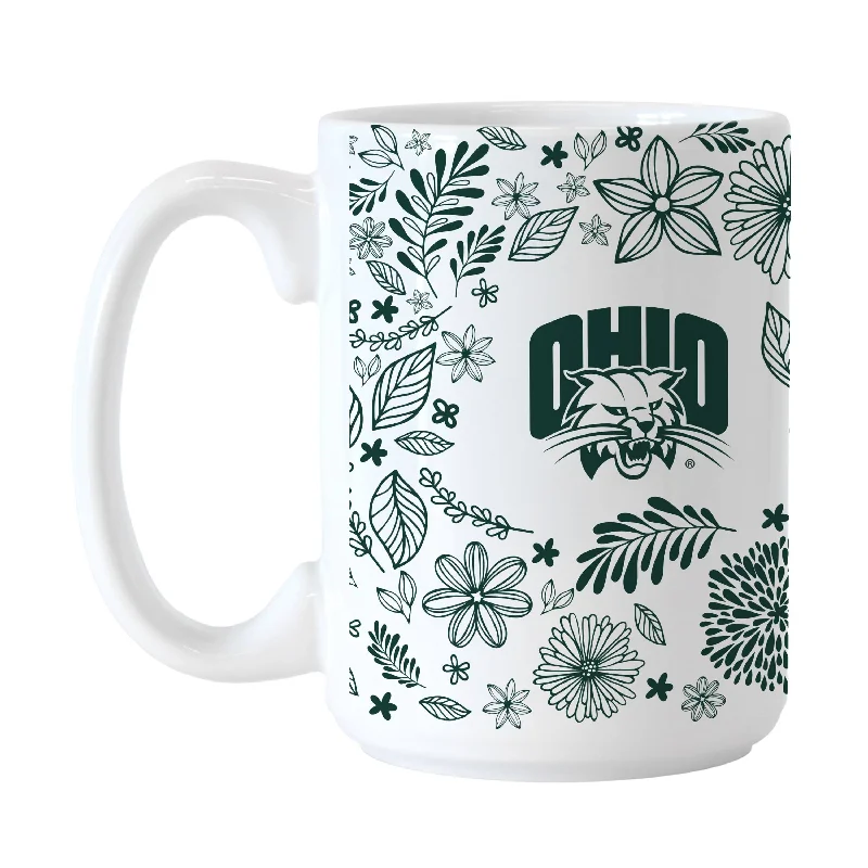 Personalized Team Mug For Alumni Recognition-Ohio Bobcats 15oz Botanical Sublimated Mug